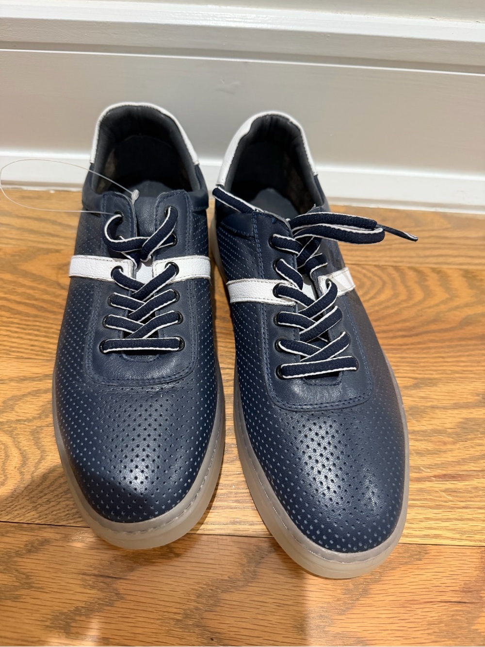 Spring Step Navy and White Perforated Lace-Up Sneakers